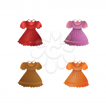 Royalty Free Clipart Image of a Set of Children Dresses