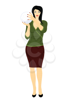 Royalty Free Clipart Image of a Woman Holding a Ball