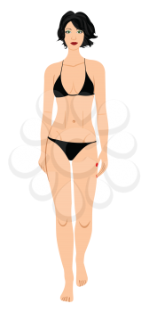 Royalty Free Clipart Image of a Brunette in a Bikini