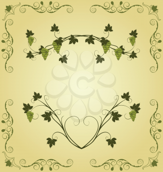 Royalty Free Clipart Image of Decorative Grape Vines