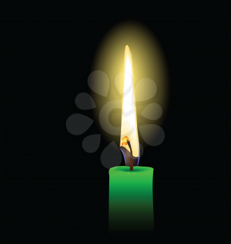 Royalty Free Clipart Image of a Green Candle