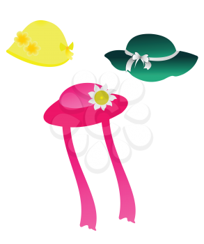 Royalty Free Clipart Image of a Set of Hat Illustrations
