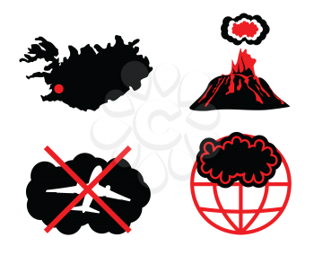 Royalty Free Clipart Image of a Set of Volcano Icons