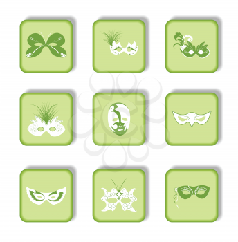 Royalty Free Clipart Image of a Set of Carnival Masks