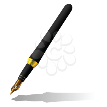 Royalty Free Clipart Image of a Gold Ink Pen