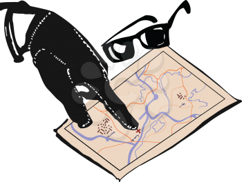 Royalty Free Clipart Image of a Hand and Map