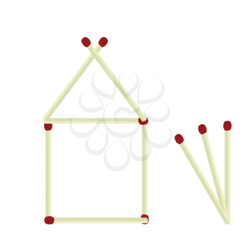 Royalty Free Clipart Image of a House Made of Matchsticks