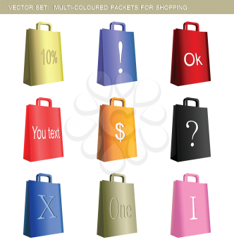 Royalty Free Clipart Image of a Set oh Shopping Bags