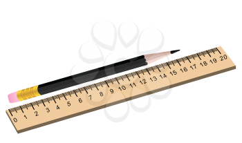 Royalty Free Clipart Image of a Ruler and Pencil