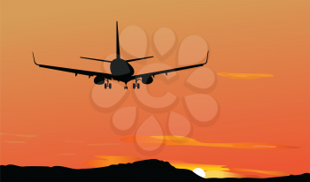 Royalty Free Clipart Image of an Airplane in Mid-Air