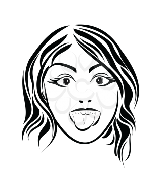 Royalty Free Clipart Image of a Woman Sticking Out Her Tongue