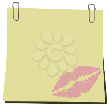 Royalty Free Clipart Image of Lipstick on a Note