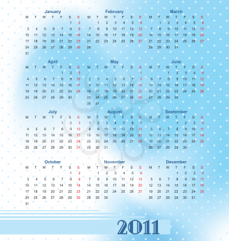 Royalty Free Clipart Image of a 2011 European Calendar