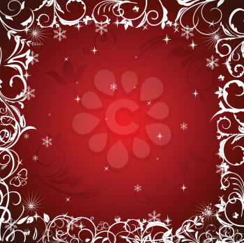 Royalty Free Clipart Image of a Red Floral Frame