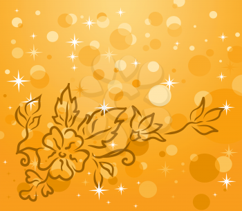 Illustration of autumn background with floral branch - vector