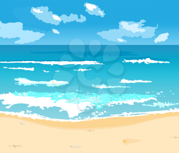 Illustration beautiful summer background with beach - vector