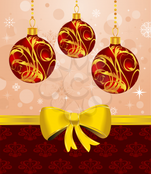 Illustration Christmas card or background with set balls - vector