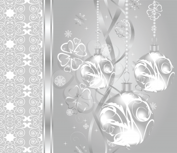 Illustration elegant christmas background with baubles - vector