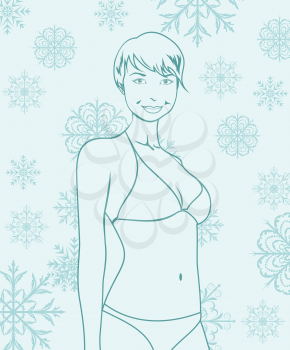 Illustration abstract winter girl portrait - vector