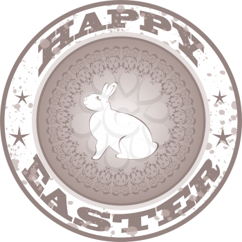 Illustration Easter grunge stamp with bunny - vector