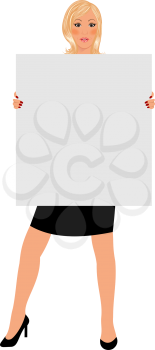 Illustration business girl with board isolated on white background - vector