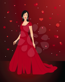 Illustration beautiful sexy woman in red dress - vector