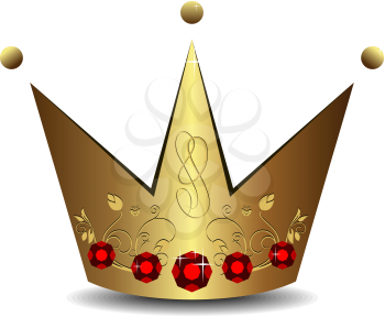 Realistic illustration of royal gold crown isolated on white background - vector