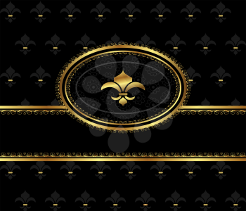 Illustration royal background with golden frame - vector