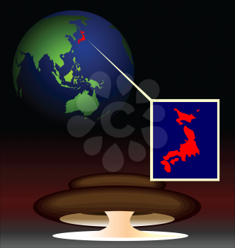 Illustration of global radioactive biohazard after damage on nuclear station in Japan - vector