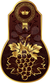 Illustration golden frame for packing wine - vector