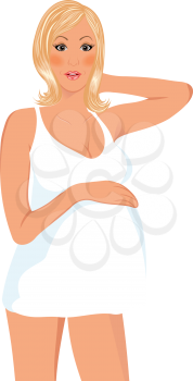 Illustration pregnant women in night dress isolated - vector