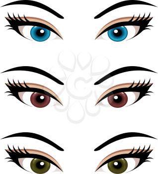 Illustration set female eyes isolated (3) - vector