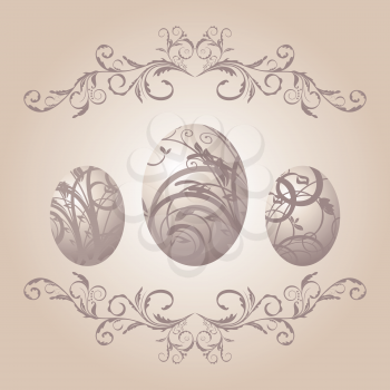Illustration vintage Easter background with eggs - vector
