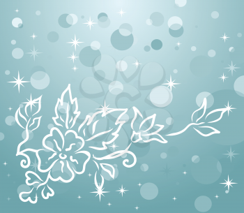 Illustration of winter background with floral branch - vector