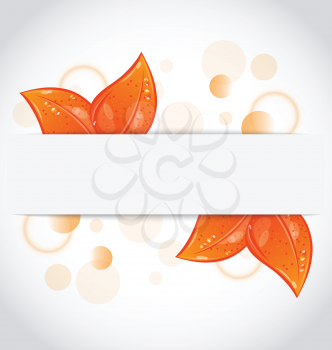 Illustration autumnal seasonal nature background with orange leaves - vector