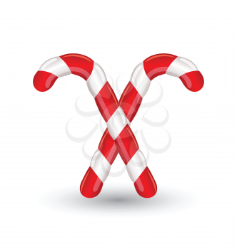 Illustration Christmas candy canes isolated on white background - vector