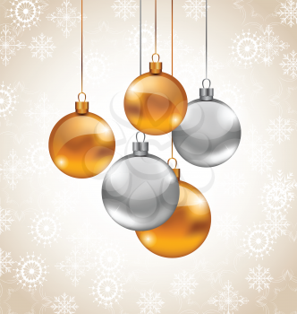 Illustration holiday background with Christmas balls - vector