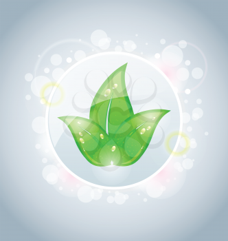 Illustration ecology bubble with green leaves - vector