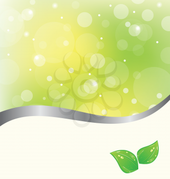 Illustration ecology card with green leaves - vector