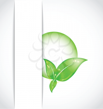 Illustration green leaves with bubble sticking out of the cut paper - vector