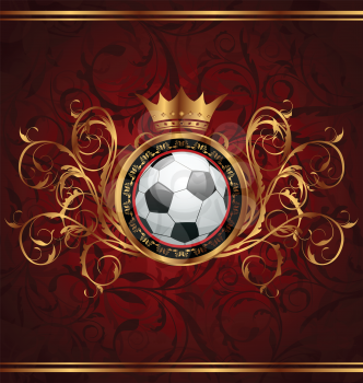 Illustration football background with a gold crown - vector