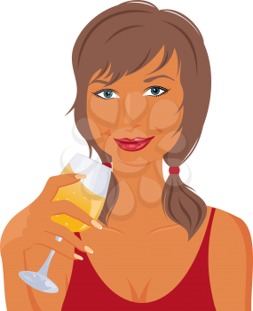 Illustration pretty girl with beverage - vector