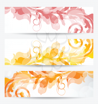 Illustration set floral templates with changing autumnal colors - vector