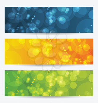 Illustration set of abstract backgrounds with bokeh effect - vector