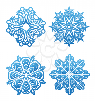 Illustration set of variation snowflakes isolated - vector