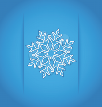 Illustration template frame design with christmas snowflake - vector