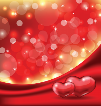Illustration Valentine's card with beautiful hearts - vector