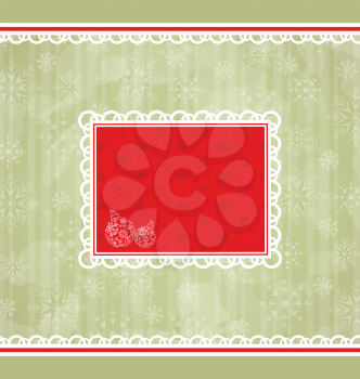 Illustration Christmas retro card, ornamental design elements - vector