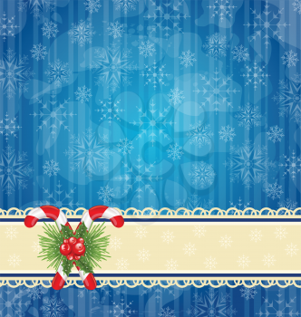 Illustration Christmas vintage wallpaper with sweet cane - vector