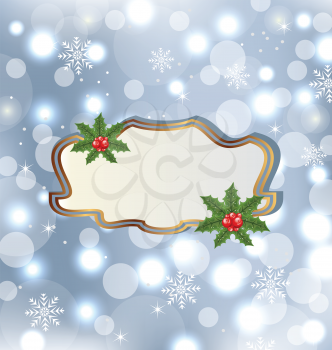 Illustration template frame with mistletoe for design christmas card - vector